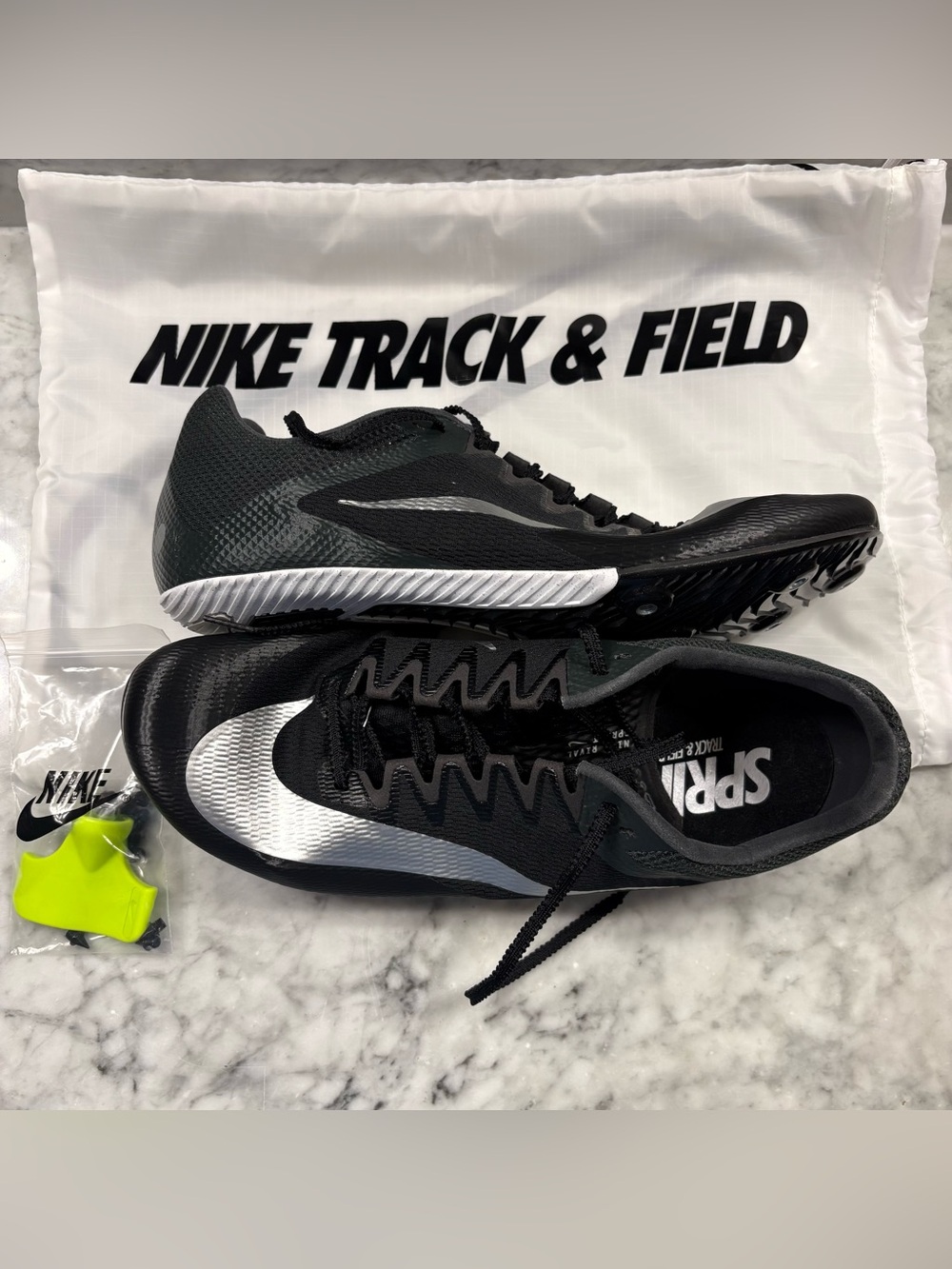 Nike Zoom Rival Sprint Track & Field Spikes Men Size 14 Black Silver NWOB